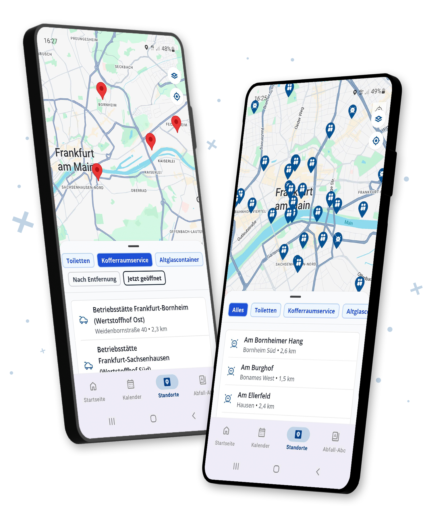 Karten der FrankfurtPlus-App auf dem Smarphone