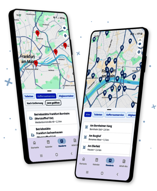Karten der FrankfurtPlus-App auf dem Smarphone