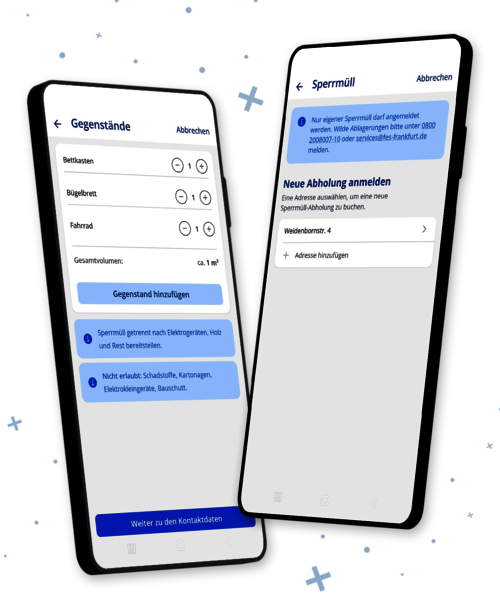 Sperrmüll-Anmeldung der FrankfurtPlus-App auf dem Smartphone