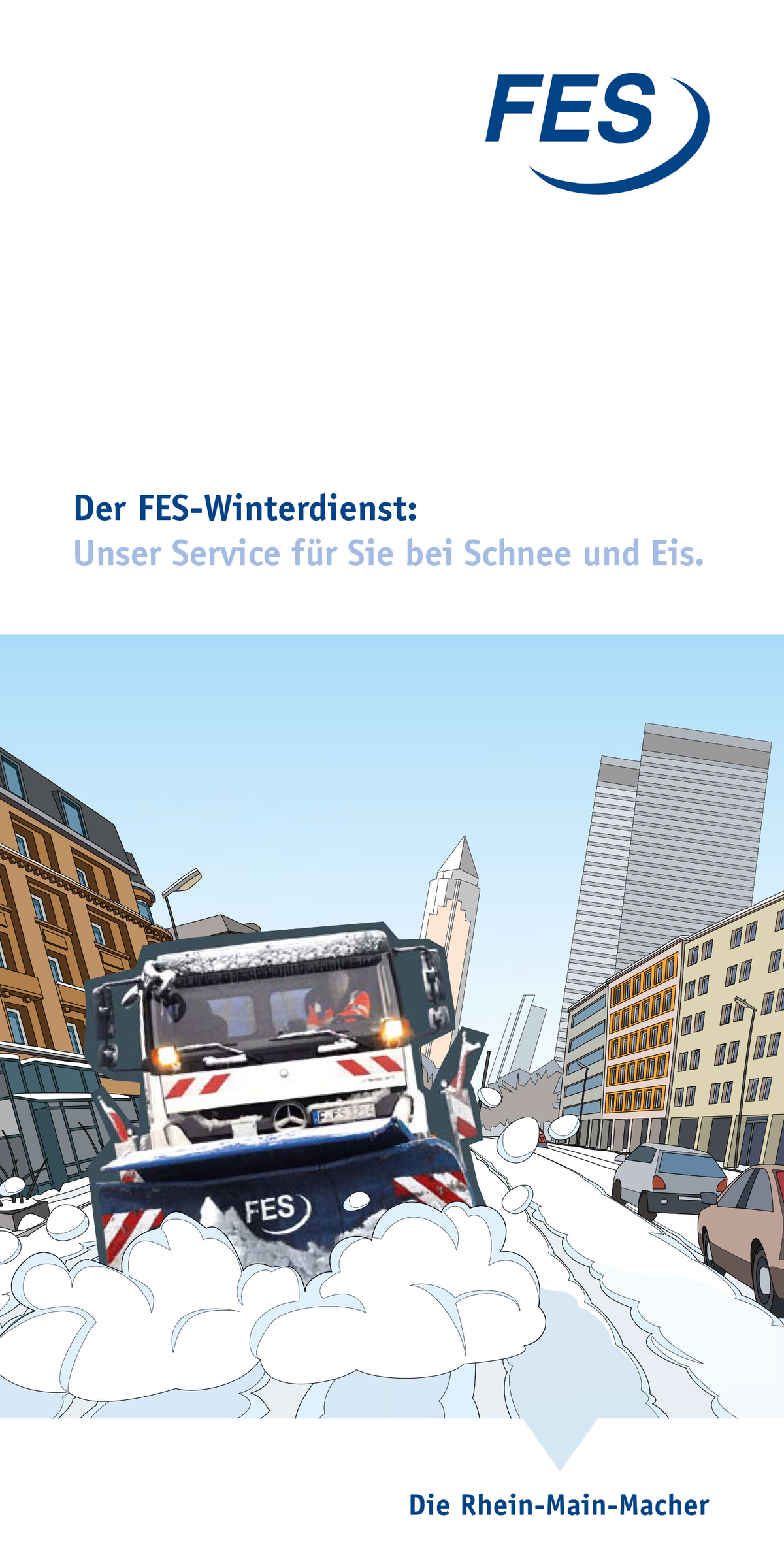 Infoplakat zum Winterdienst mit Text und Illustration eines Schneeräumfahrzeugs