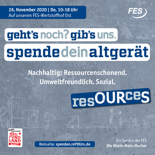 Plakat mit der Aufschrift „Geh’t’s noch? Gib’s uns. Spende dein Altgerät“ 